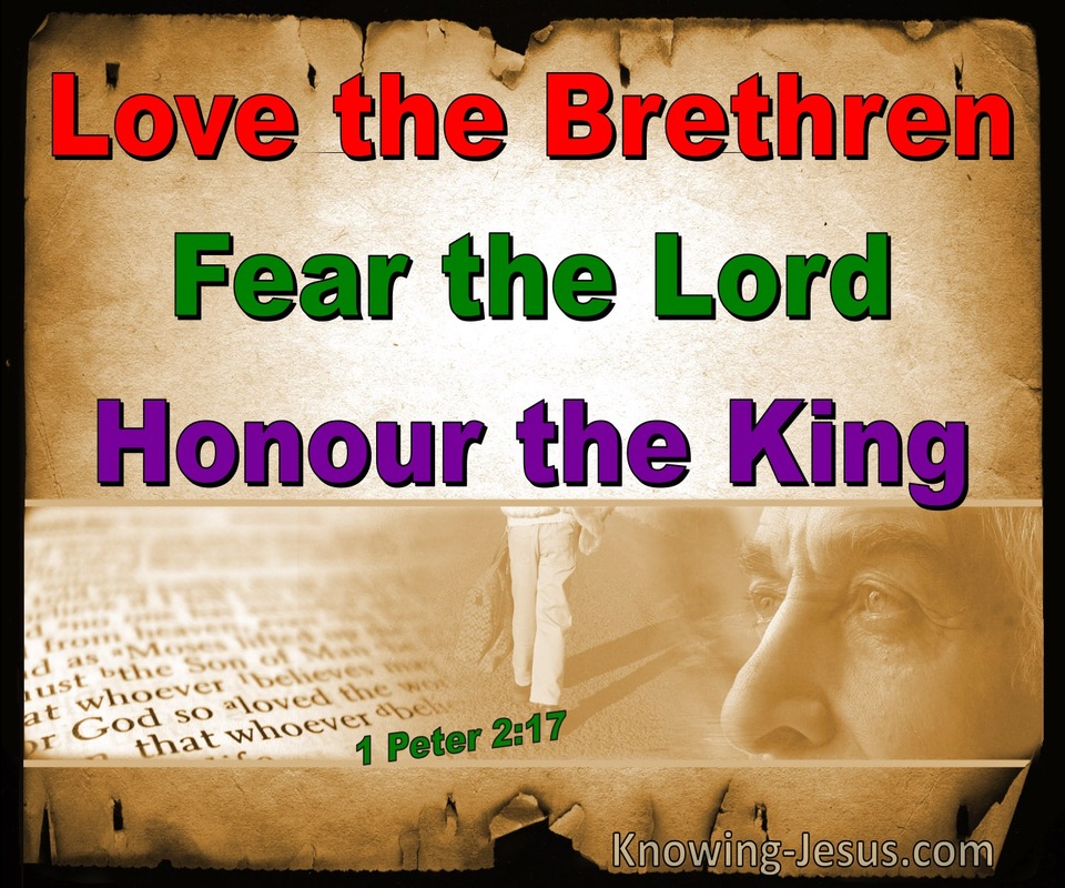1 Peter 2:17  Honour All, Love The Brotherhood, Fear God, Honour The King (brown)